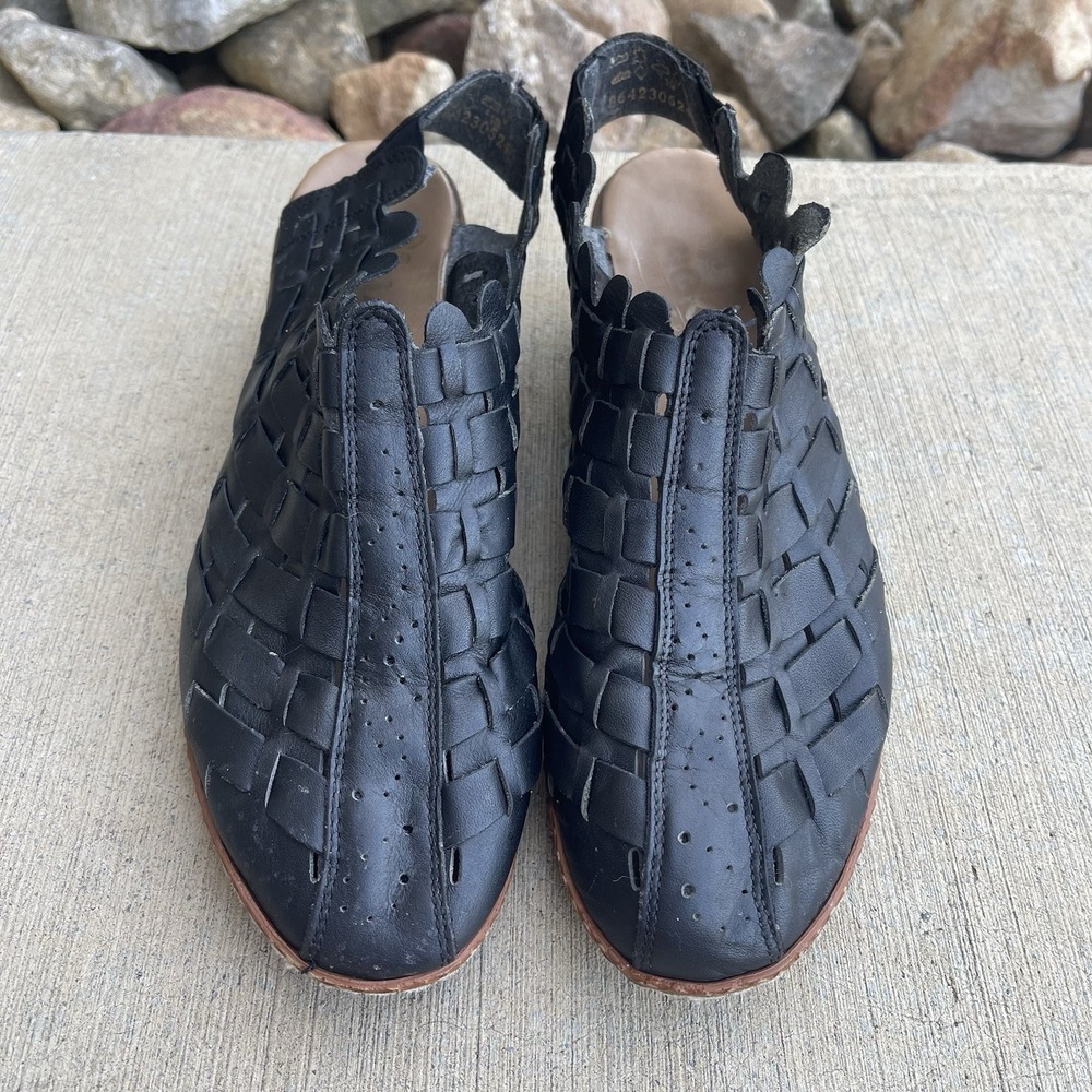 Rieker Antistress Women Sina 78 Weave Huarache Leather Black Shoes Size 39 US 8